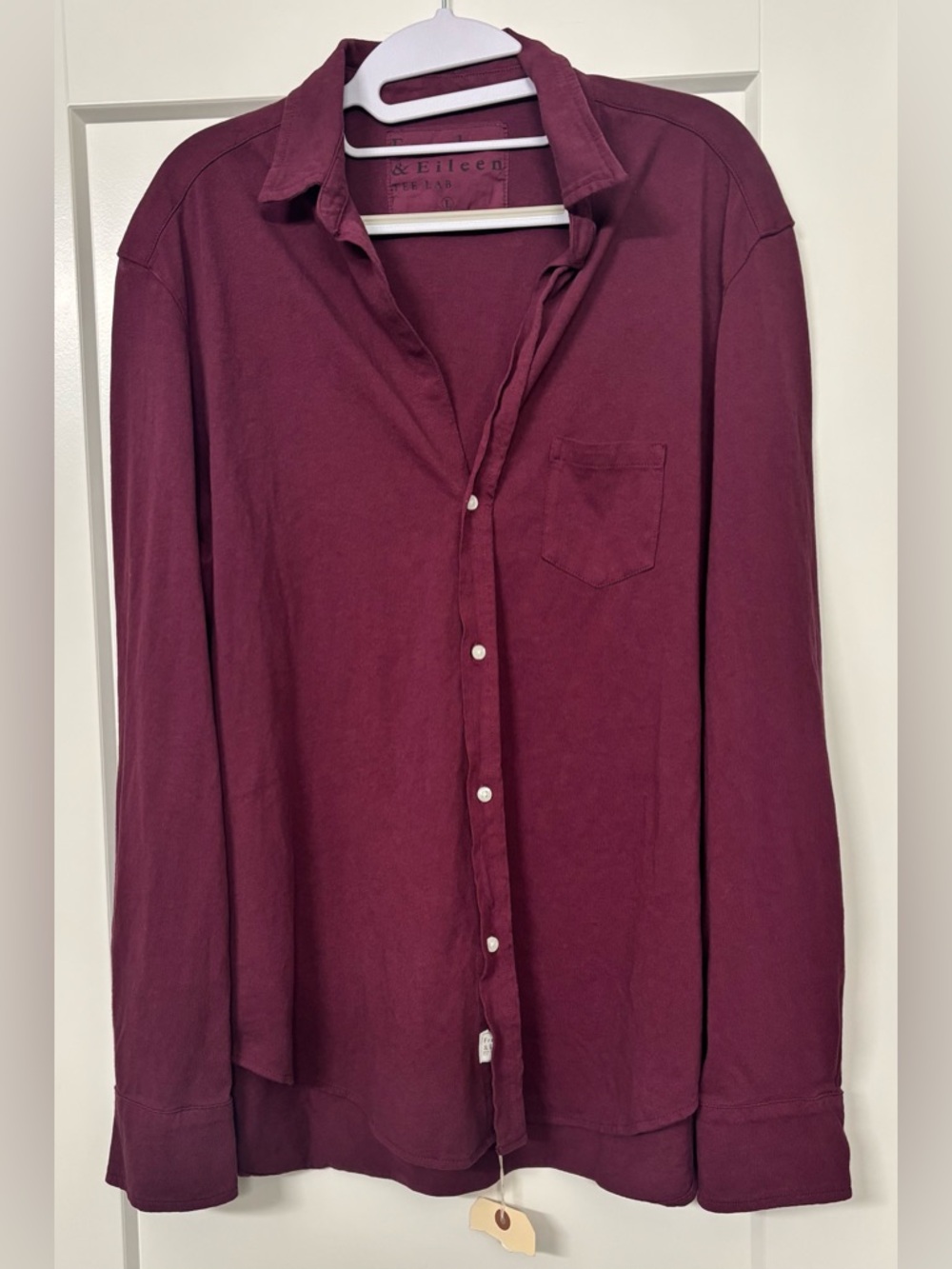 New Frank & Eileen Tee Lab Shirt Labeileen HJ Button Up Large Burgundy Lagenlook